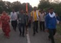 देवी मंदिर में पूजा-अर्चना के बाद शुरु हुई पूर्व सरपंच की धार्मिक यात्रा